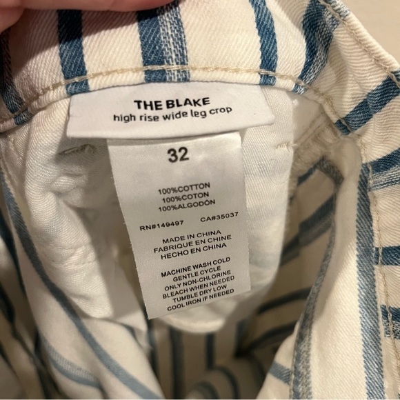 Joe’s Jeans the Blake high rise wide leg crop jeans in white and blue stripe 32 - Picture 6 of 11